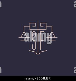 Initial letter SF logo with scale of justice luxury geometric design style vector graphic Stock Vector