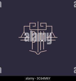 Initial letter PX logo with scale of justice luxury geometric design style vector graphic Stock Vector