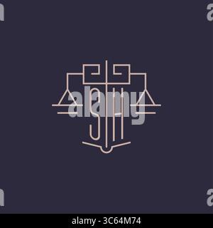 Initial letter SH logo with scale of justice luxury geometric design style vector graphic Stock Vector