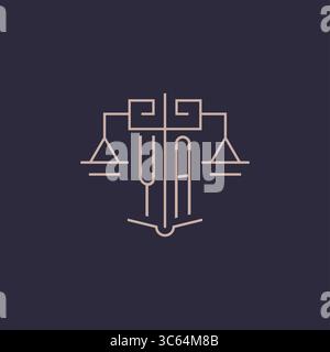 Initial letter YA logo with scale of justice luxury geometric design style vector graphic Stock Vector