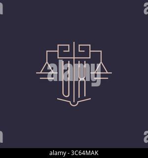 Initial letter UX logo with scale of justice luxury geometric design style vector graphic Stock Vector