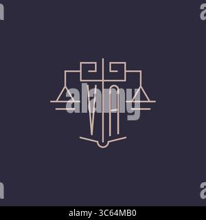 Initial letter VA logo with scale of justice luxury geometric design style vector graphic Stock Vector