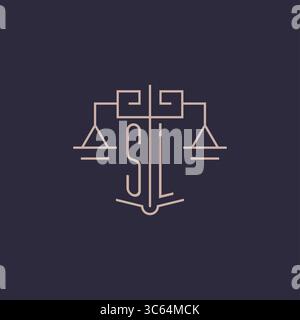 Initial letter SL logo with scale of justice luxury geometric design style vector graphic Stock Vector