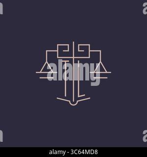Initial letter TL logo with scale of justice luxury geometric design style vector graphic Stock Vector