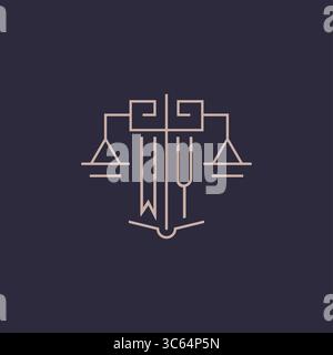 Initial letter WY logo with scale of justice luxury geometric design style vector graphic Stock Vector