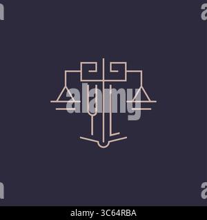 Initial letter YL logo with scale of justice luxury geometric design style vector graphic Stock Vector