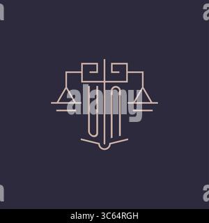 Initial letter UN logo with scale of justice luxury geometric design style vector graphic Stock Vector