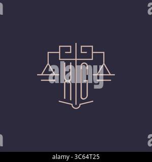 Initial letter XG logo with scale of justice luxury geometric design style vector graphic Stock Vector