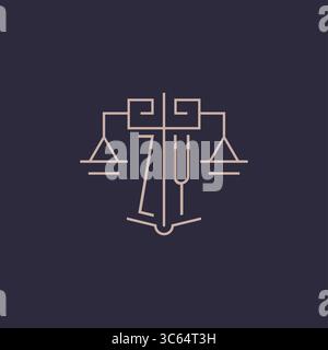 Initial letter ZY logo with scale of justice luxury geometric design style vector graphic Stock Vector