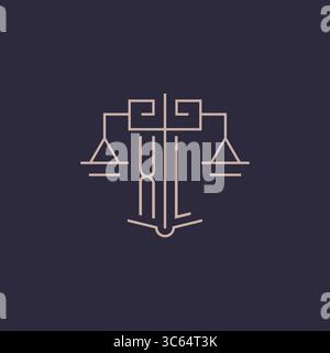 Initial letter XL logo with scale of justice luxury geometric design style vector graphic Stock Vector