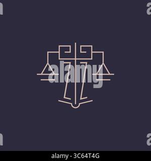 Initial letter ZZ logo with scale of justice luxury geometric design style vector graphic Stock Vector