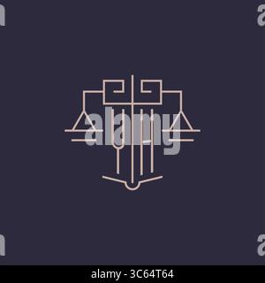Initial letter YH logo with scale of justice luxury geometric design style vector graphic Stock Vector
