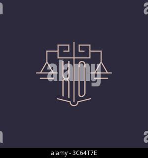 Initial letter XO logo with scale of justice luxury geometric design style vector graphic Stock Vector