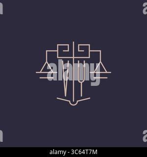 Initial letter VY logo with scale of justice luxury geometric design style vector graphic Stock Vector