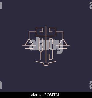 Initial letter YS logo with scale of justice luxury geometric design style vector graphic Stock Vector