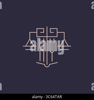 Initial letter XY logo with scale of justice luxury geometric design style vector graphic Stock Vector