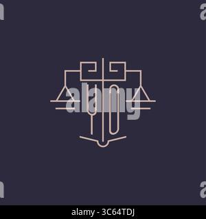 Initial letter YO logo with scale of justice luxury geometric design style vector graphic Stock Vector