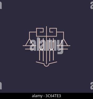 Initial letter XX logo with scale of justice luxury geometric design style vector graphic Stock Vector