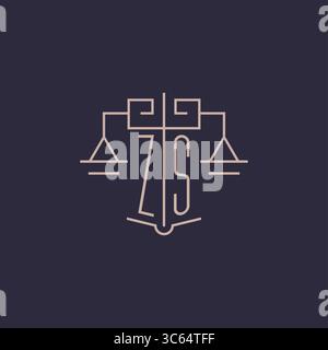 Initial letter ZS logo with scale of justice luxury geometric design style vector graphic Stock Vector