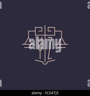 Initial letter YZ logo with scale of justice luxury geometric design style vector graphic Stock Vector