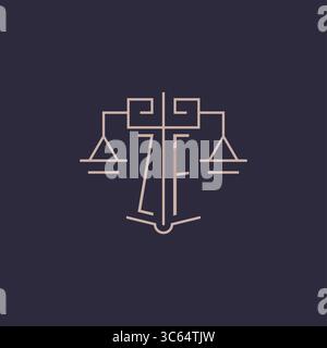 Initial letter ZF logo with scale of justice luxury geometric design style vector graphic Stock Vector