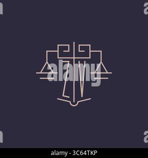 Initial letter ZV logo with scale of justice luxury geometric design style vector graphic Stock Vector