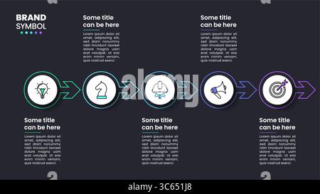 Infographic template with icons and 5 options or steps. Line. Can be used for workflow layout, diagram, banner, webdesign. Vector illustration Stock Vector