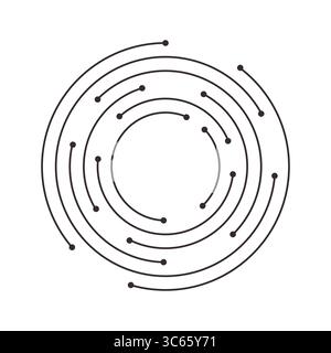 Circuit board circle line dots connection. Motherboard electronic technology data, electrical board, cpu. Programming science, computer system elements. Vector illustration Stock Vector