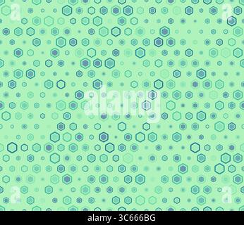 Hexagon pattern. Multicolored geometric elements of varied size. Bold rounded hexagon cells with padding and inner solid cells. Stock Vector