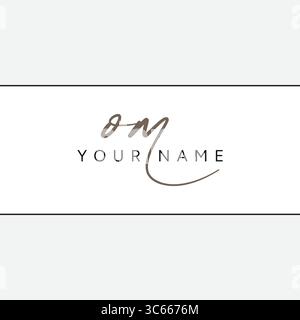 Simple Signature Logo for Alphabet OM - Handwritten Signature for Photography and Fashion Business Stock Vector