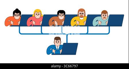 organizational chart with executives and employees. Great for presentations, corporate documents, and HR materials. Stock Vector