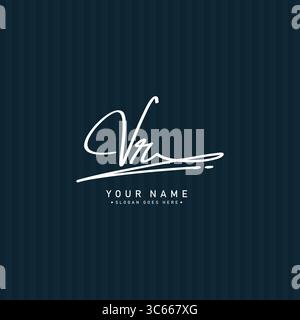 Initial Letter VR Vector Logo Template in handwritten Signature Style Stock Vector