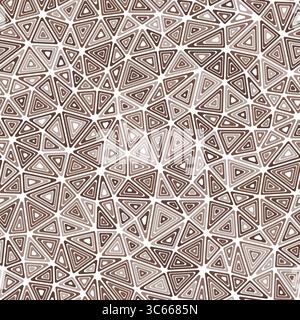 Mosaic triangles shapes background. Multiple repeated inner triangles. Compact shape size. Monotone colored style. Seamless pattern. Stock Vector