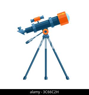 Telescope for space exploration. Colored flat vector icon isolated on white background. Stock Vector