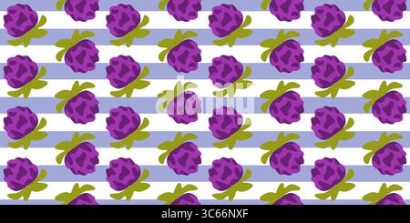 Seamless Clover Flower Stripe Pattern Stock Vector