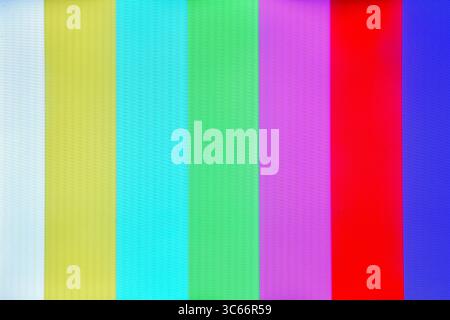 color vertical bar image pattern out of broad casting on television screen in white background Stock Photo
