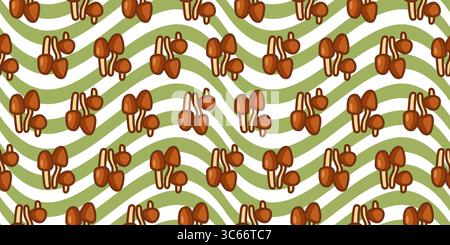 Seamless Cartoon Forest Mushroom Pattern Stock Vector