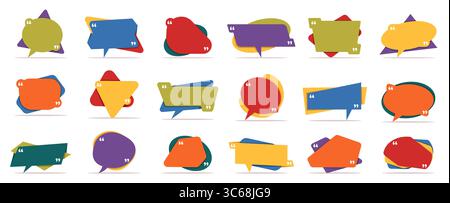 Quotes and remarks box frames. Multi layered speech bubbles design, different shapes blank templates, text backgrounds, copy space for comment Stock Vector