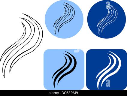 Wavy Strand Salon logotype.. Vector graphic line ink illustration. Design Element for Hairdressers, Beauty Salons, Hair Care Cosmetics, Shampoo or Con Stock Vector