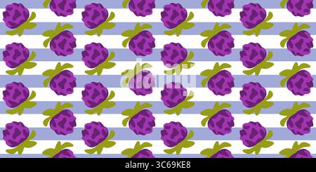 Seamless Clover Flower Stripe Pattern Stock Vector
