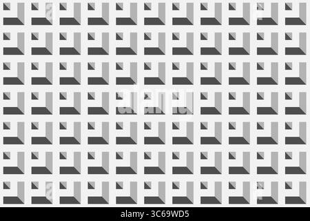 A modern seamless pattern with embossed style geometric blocks in grayscale tones, perfect for contemporary design and backgrounds, vector illustratio Stock Vector
