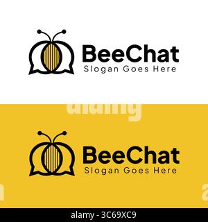 BeeChat Logo Template – Bee and Chat Bubble Icon Stock Vector