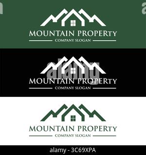 Mountain Properties Logo Template – Real Estate & Outdoor Living Branding Stock Vector