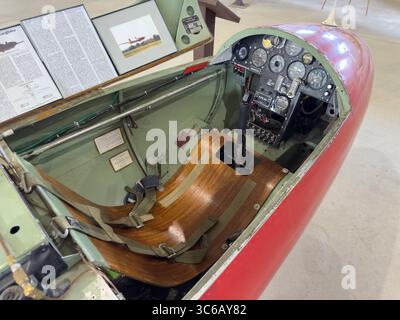 Cockpit of a Nelson Hummingbird PG-185B motor glider in the Southwest Soaring Museum, Moriarty, New Mexico. Stock Photo