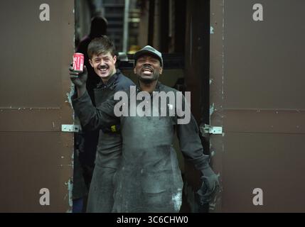 Foundry workers in Birmingham step outside for a break Picture by DAVID BAGNALL Stock Photo