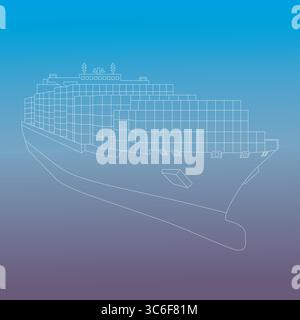 Continuous line drawing of Cargo Ship, Single line illustration Stock ...