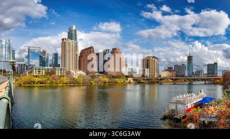 Austin downtown skyline on the Colorado River in Austin, Texas, USA. Stock Photo
