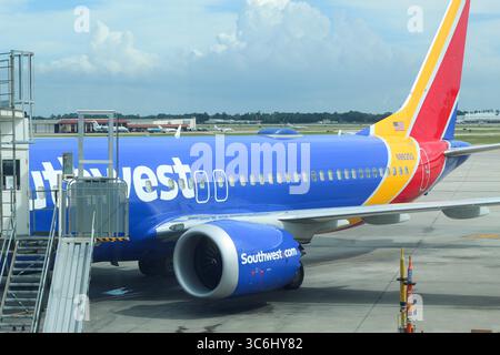 Houston, Texas, USA - July 20 2025: Southwest Airlines plane at Hobby Airport Stock Photo
