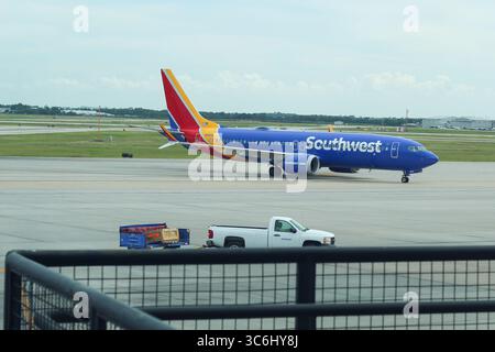 Houston, Texas, USA - July 20 2025: Southwest Airlines plane at Hobby Airport Stock Photo