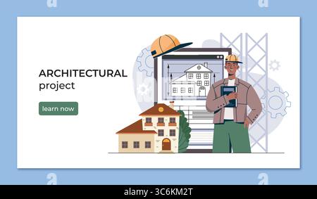 Architectural planning concept vector scene. Vector illustration Stock Vector